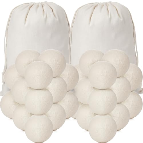 Roowest 60 Pcs Wool Dryer Balls Set with Muslin Bags for Laundry