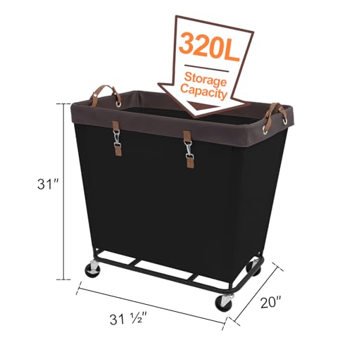 StorageWorks 320L Laundry Basket with Wheels, Rolling Hampers for Clothing - color: Black, size: 320L