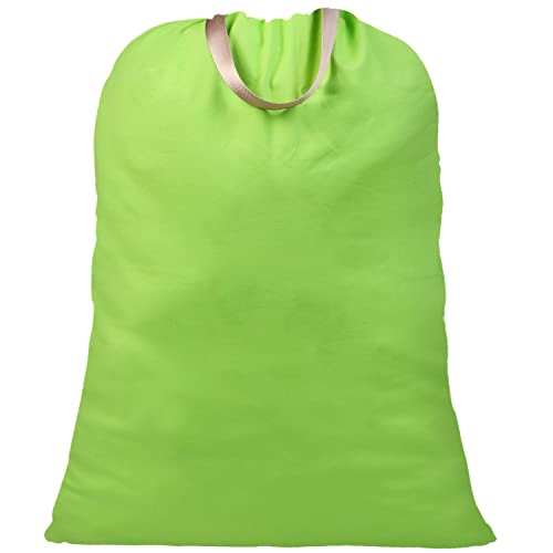 LOLOMLO Extra Large Canvas Laundry Bags with Handles & Drawstring Closure, Heavy Duty Tears Resistant Clothes Storage Travel Bags,25.5"x34",Green - color: Green