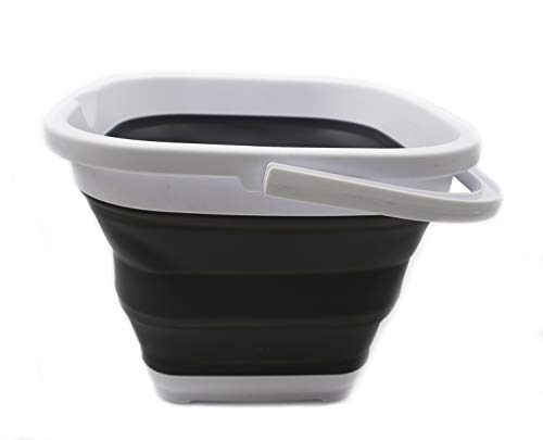 SAMMART 11L (2.9 Gallon) Collapsible Rectangular Handy Bucket (1, White/Grey) - color: White/Grey