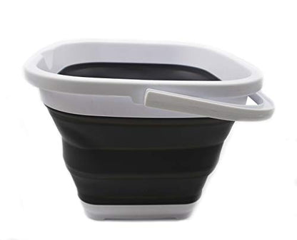 SAMMART 11L (2.9 Gallon) Collapsible Rectangular Handy Bucket (1, White/Grey) - color: White/Grey