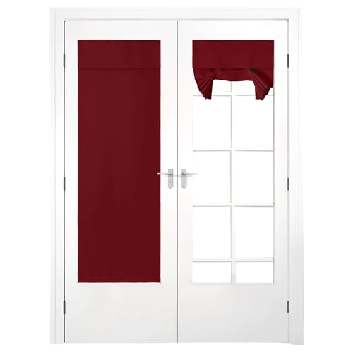 NICETOWN Burgundy Red Blackout French Door Curtain Window Cover - color: Burgundy Red, size: 26"W x 72"L (Pack of 1)