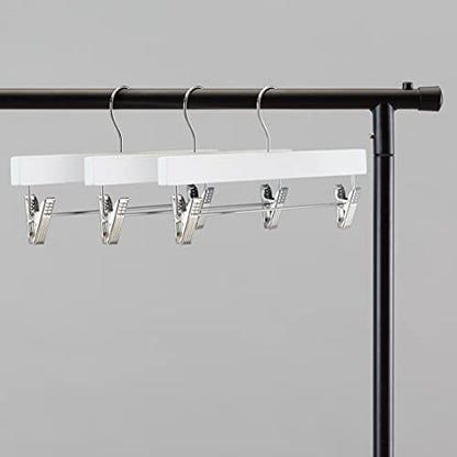Amazon Basics Durable Wooden Pants and Skirt Hangers with Clips, Closet Organizer, White, 10-Pack - size: 10-Pack