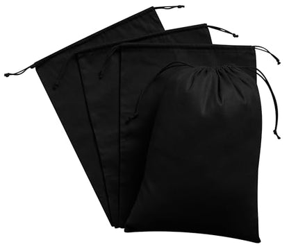 Heavy Duty Cotton Drawstring Bags 4-Pack - 270 GSM Thick Cloth Pouches for Gifts, Travel, Dice, Jewelry, Laundry - Double Drawstring (Rustic Black, 12 x 16 Inches) - color: Rustic Black, size: 12 x 16 Inches
