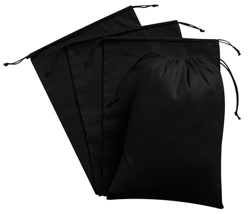 Heavy Duty Cotton Drawstring Bags 4-Pack - 270 GSM Thick Cloth Pouches for Gifts, Travel, Dice, Jewelry, Laundry - Double Drawstring (Rustic Black, 12 x 16 Inches) - color: Rustic Black, size: 12 x 16 Inches