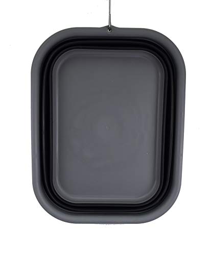 SAMMART 12L (3.17 Gallon) Collapsible Tub - Foldable Dish Tub - Portable Washing Basin - Space Saving Plastic Washtub (1, Grey/Black) - color: Grey/Black