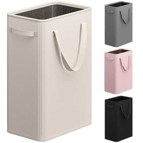 Optish 75L Slim Laundry Hamper, Baby Hamper for Nursery with Handles, Large Laundry Basket for Dorm, Bedroom, Living Room, Collapsible Laundry Basket, White - color: White, size: 75L