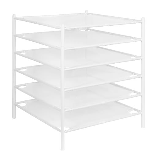 STORAGE MANIAC Sweater Drying Rack, Mesh Clothes Drying Rack, Stackable Laundry Drying Rack, Lay Flat Dryer for Delicates, Portable Dry Rack for Indoor or Outdoor, White, 6-Pack - size: 6-Pack Mesh
