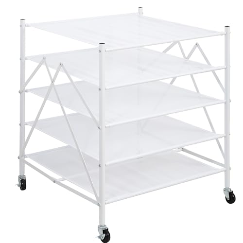 STORAGE MANIAC Sweater Drying Rack, Mesh Clothes Drying Rack, Stackable Laundry Drying Rack, Lay Flat Dryer for Delicates, Portable Dry Rack for Indoor or Outdoor, White, 5 Tier Foldable - size: 5-Tier Mesh Foldable