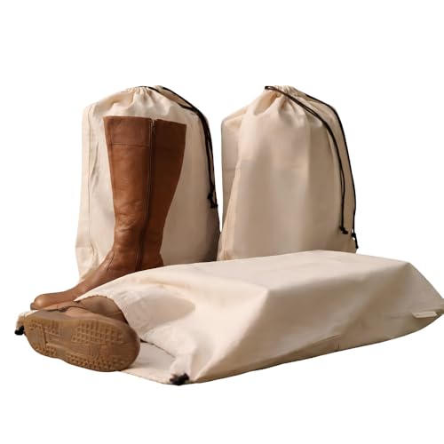 Cotton Shoe Travel Bags with Drawstring, Pack of 3, 26"x20" inch - size: Extra Large (26"×20")