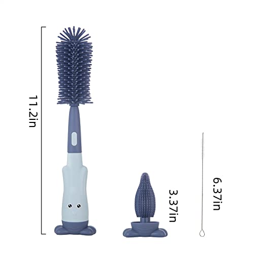 Silicone Baby Bottle Brush with Stand, Water Bottle Brush Cleaner Set - color: Pink 1