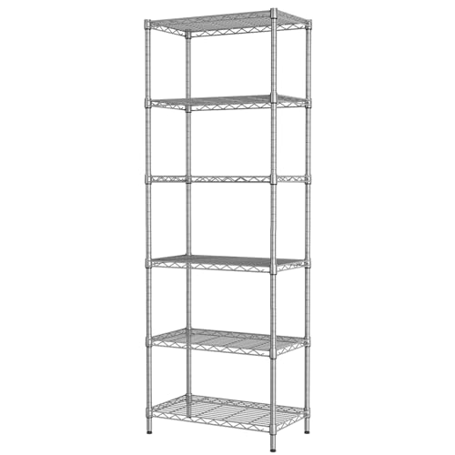 SINGAYE 6 Metal Shelves Wire Shelving Storage Shelf Adjustable Unit Pantry - color: Grey, size: 6 Tier 12"Dx22"Wx69.5"H