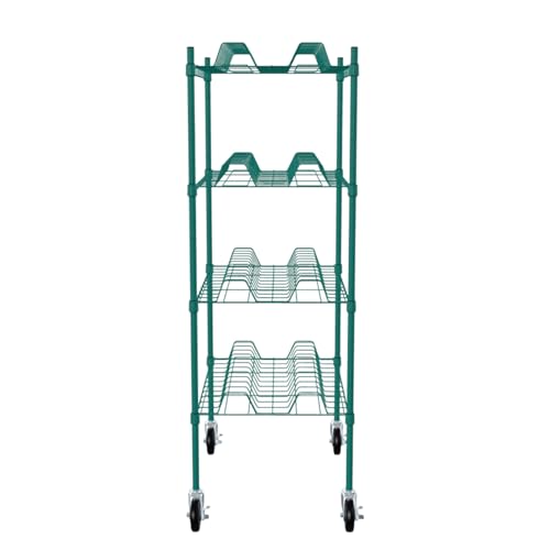 PRO&Family 24" x 48" Mobile Green Epoxy 4-Tier Commercial Drying Rack with Casters – Heavy Duty Wire Shelving for Dish Drying, Kitchen Storage & Food Service Use (3" Slots) - size: 24" x 48" Mobile