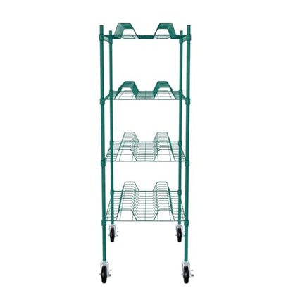 PRO&Family 24" x 48" Mobile Green Epoxy 4-Tier Commercial Drying Rack with Casters – Heavy Duty Wire Shelving for Dish Drying, Kitchen Storage & Food Service Use (3" Slots) - size: 24" x 48" Mobile