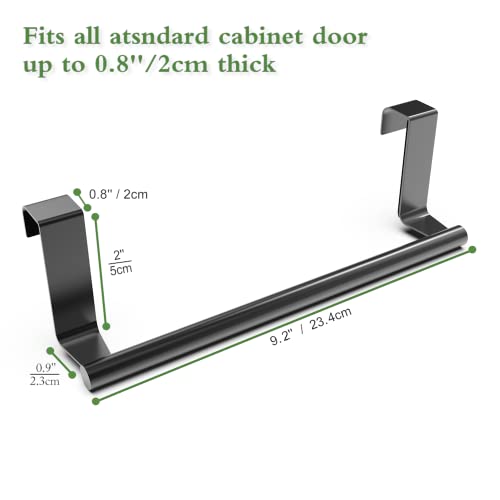 Towel Rack for Cabinet, Strong Steel Kitchen Over Cabinet Towel Bar Holder, 9" Wide - 2 Pack - Black - color: Black