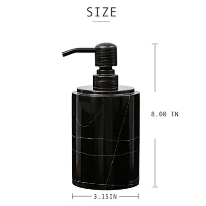 JIMEI Black Marble Soap Dispenser Hand or Dish for Bathroom & Kitchen