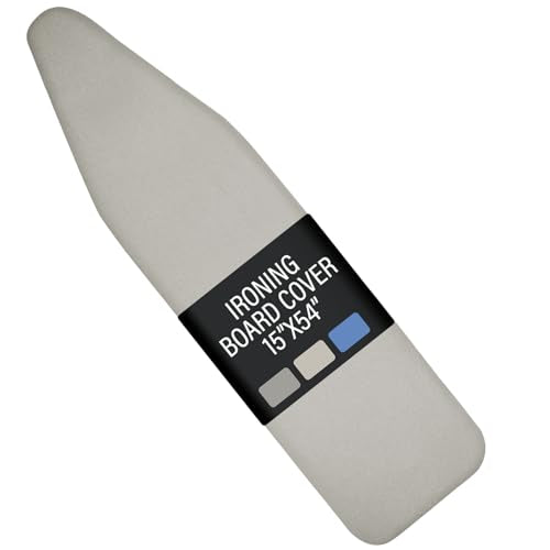 Iwtmm Ironing Board Cover and Pad with Silicone Coating, Thick Scorch-Resistant Padding, Heavy Duty for Home & Professional Use, Fits 15 x 54 Inches Boards, Secure Hook & Loop Fastener (Silver) - color: Silver