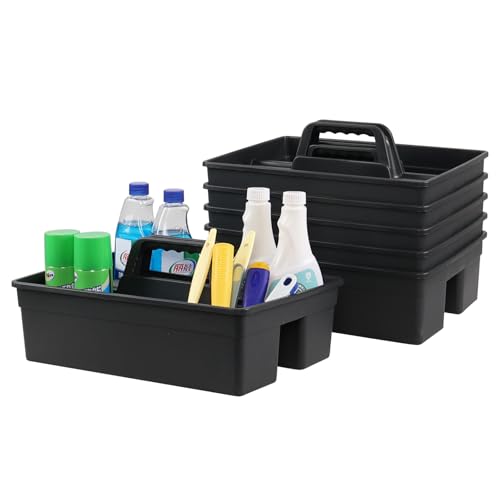 6 Pack Cleaning Organizer Caddy with Handle, Plastic Carry Caddy