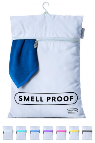 MUMI Smell-Proof Travel Laundry Bag with Folding Hanger, Grey - color: Grey