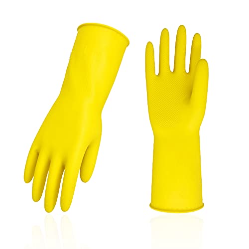 Vgo... Latex Reusable Household Gloves,Cleaning Gloves,Long Cuff (HH4601,S) - color: Yellow, size: Small