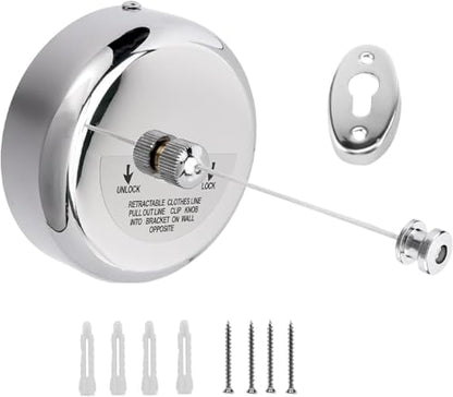 Retractable Clothesline 9.0 FT, 304 Stainless Steel Clothes Line Dryer with Heavy Duty Adjustable Stainless Steel Rope String for Hanging Drying Bathroom, Laundry, Hotel, Indoor & Outdoor