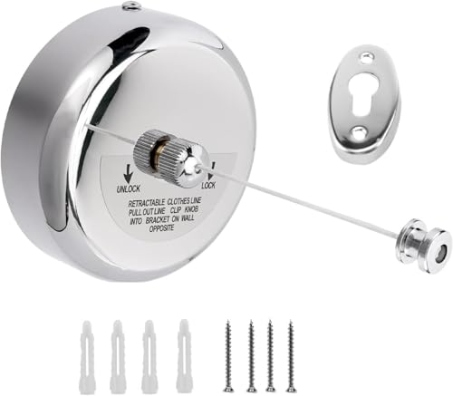 Retractable Clothesline 9.0 FT, 304 Stainless Steel Clothes Line Dryer with Heavy Duty Adjustable Stainless Steel Rope String for Hanging Drying Bathroom, Laundry, Hotel, Indoor & Outdoor