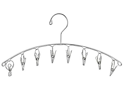 DurReus Reusable Stainless steel Drying Rack Laundry Drip Hanger 8 Clips Closet Organizer for Hanging Lingerie,Underwear,Clothes Disapers,Mitten,Socks,Hats,Bras,Skirts,Scaf - color: 8 Clips Metal
