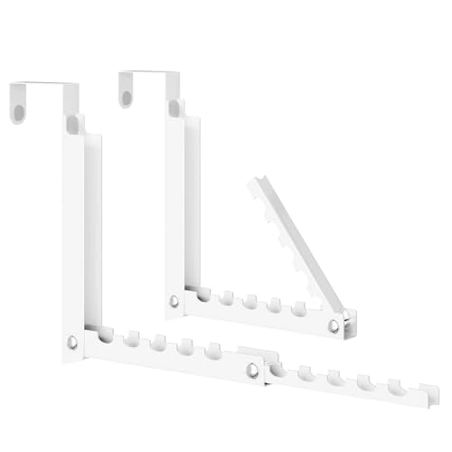 Over The Door Hanger Clothes Drying Rack,2 Pack Foldable Over Door Clothes Hook with 10 Ridges,Space-saving Door Coat Rack for Laundry Room Bathroom Closets - color: White-2(M3)