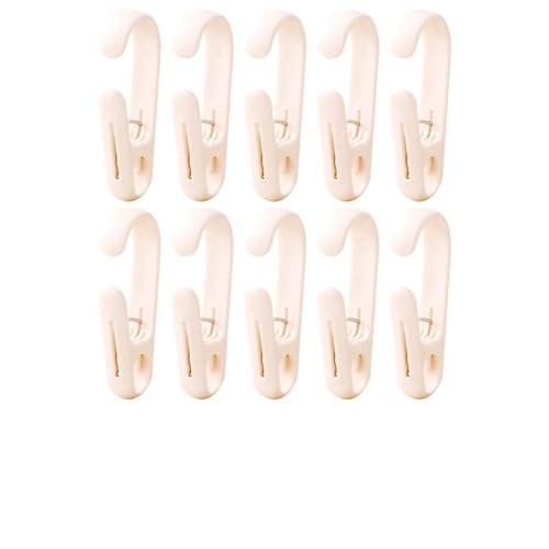 10Pcs Laundry Hooks with Clips Hanger Closet Organizer Clamps Hanging Socks Boot Bras Towels Shower Pegs for Bathroom Wardrobe Kitchen Office Holders Clothes Pins Heavy Duty Outdoor, Pink - color: Light Pink