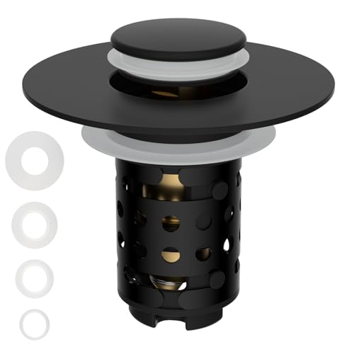 Universal Bathroom Sink Drain Stopper Hair Catcher, Matteblack - color: Matteblack Finish