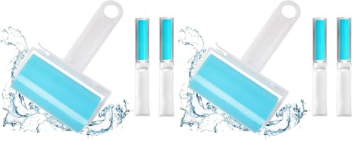 Sticky Lint Roller 6 Pack, Reusable Washable Lint Roller Pet Hair Remover Include Large and Small Size Cleaner for Clothes, Pet Hairs, Carseats - size: 1M-2S (Pack of 2)