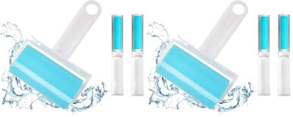 Sticky Lint Roller 6 Pack, Reusable Washable Lint Roller Pet Hair Remover Include Large and Small Size Cleaner for Clothes, Pet Hairs, Carseats - size: 1M-2S (Pack of 2)