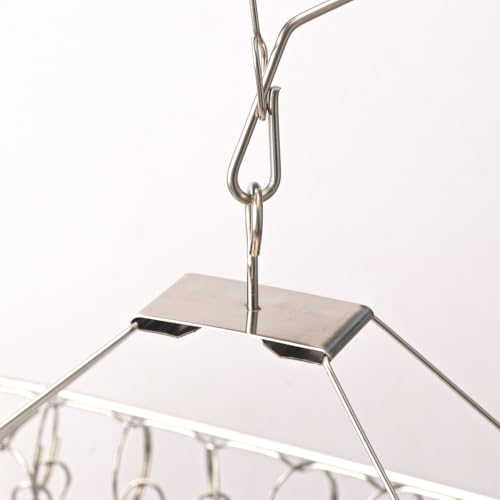 5 Pack 17x10 inch Stainless Steel Drying Rack with 60 Clips, Swivel Sock Drying Rack with Windproof Clips, Stainless Steel Clothes Hanger for Bras, Clothes, Sock & Underwear Towels - size: 5 Pack