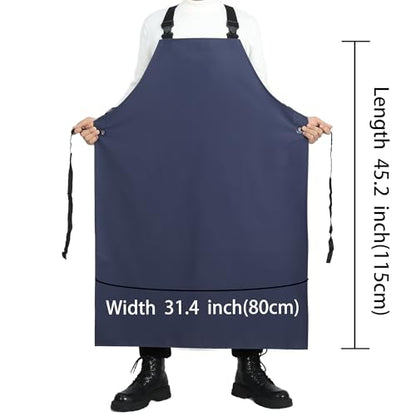 Heavy Duty Waterproof Apron,PVC, Adjustable Cross Strap,Chemical Resistant, for Butchering, Dishwashing, Food Factory - color: Dark Blue