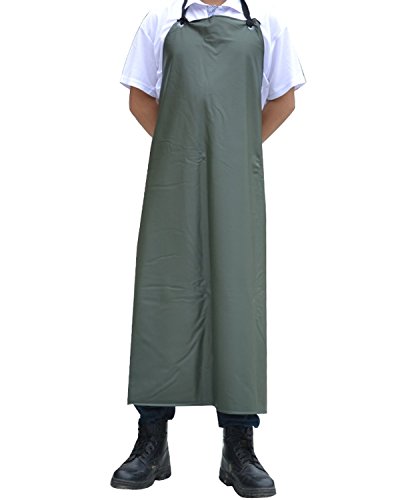 Surblue Waterproof Rubber Vinyl Apron, 47" Plus Size Aprons, Anti-Corrosion Rubber Heavy Duty Apron, Project Industrial Chemical Resistant Work Safe Clothes, Dishwashing, Cleaning Fish, Green - color: Green