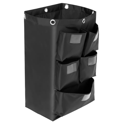 QWORK Cart Bag with 5 Pockets, Replacement Janitorial Cart Bag 25 Gallon Capacity, Organizer Bag for Housekeeping Cleaning Carts