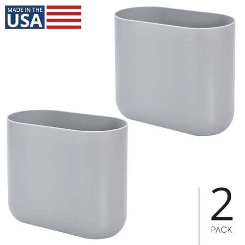 iDesign Small Slim Plastic Bathroom Trash Can, 2-Pack, Gray - color: Gray, style: Pack of 2