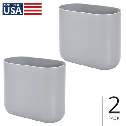 iDesign Small Slim Plastic Bathroom Trash Can, 2-Pack, Gray - color: Gray, style: Pack of 2