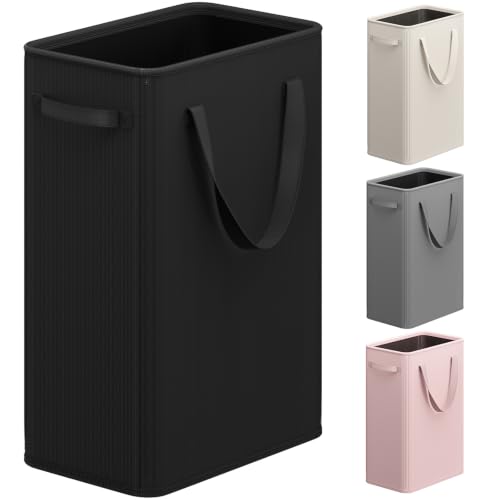 Optish 75L Slim Laundry Hamper, Large Laundry Basket With Handles, Black Narrow Laundry Basket for Dorm, Bedroom, Living Room, Collapsible Laundry Hamper - color: Black, size: 75L