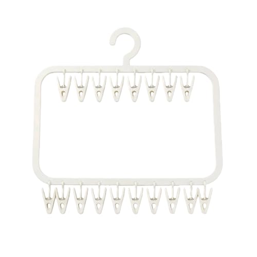 18-Clip Multi-Layer Clothes Drying Rack, BPA-Free ABS Laundry Hanger for Baby Clothes, Socks & Underwear, Heavy Duty Non-Foldable Hanger for Apartment, Nursery & Small Spaces (Off-White)