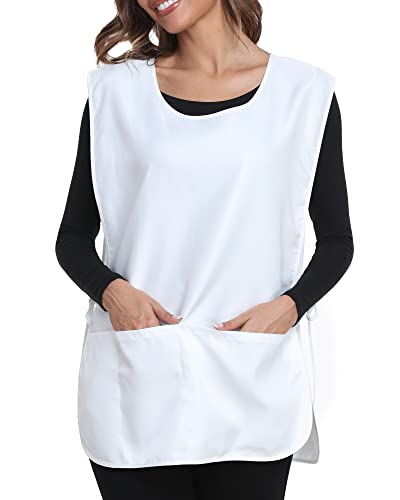 Xeoxarel Unisex Cobbler Apron with 3 Deep Pockets, Smock Vest Apron - color: 1 Pack - White
