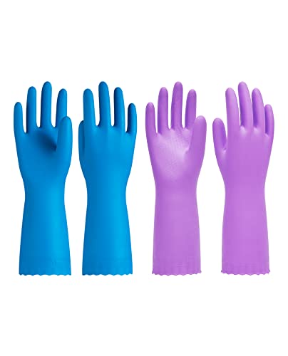 PACIFIC PPE 2 Pairs Cleaning Gloves, Cotton Liner, Purple+Blue, Small - color: Purple+blue, size: Small (Pack of 2)