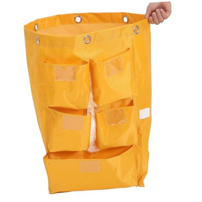 Janitorial Cart Bag Waterproof Canvas Cleaning Tote Large Capacity Cleaning Supply Bag for Housekeeping and Trash Collection - color: Yellow