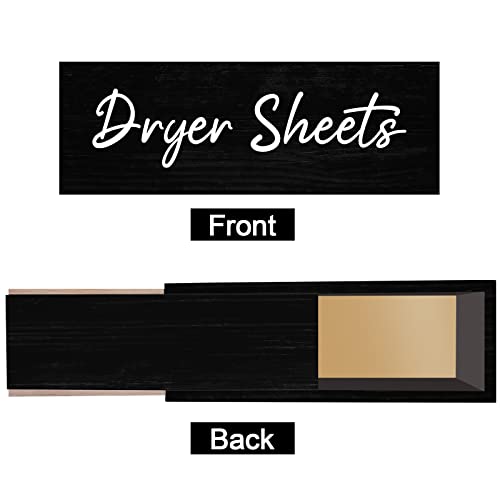 Blulu Dryer Sheet Holder for Laundry Room Wooden Dryer Sheet Container Sheets Dispenser Box Wooden Container Modern for Organizing Fabric Laundry Pods, 7.87 x 4.72 x 2.75 Inches(Black) - color: Black