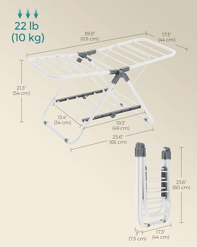 SONGMICS Clothes Drying Rack, Free-Standing Indoor Airer - color: Cloud White