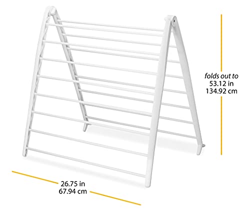 Whitmor Spacemaker Folding Drying Rack, Freestanding Indoor Clothes Dryer, Space Saving Compact Design, 6"L x 26"W x 51.5"H, White - color: White