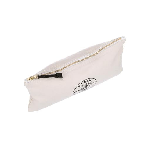 KLEIN TOOLS Zipper Bag, Canvas Tool Pouch with Heavy Duty Brass Zipper Close - size: 12.5-Inch