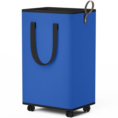 SpaceTrove Rolling Laundry Basket with Wheels, Laundry Hamper, 80L, Blue - color: Blue, size: 80L