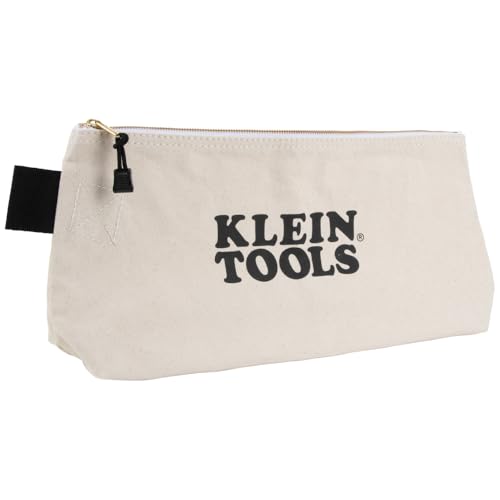 KLEIN TOOLS 62042 16-Inch Zipper Bag, Extra Long, No. 10 Canvas, Heavy Duty Tool Bag, 3-Inch Stand-Up Bottom, Multipurpose for Tools or Crafts - size: 16-Inch