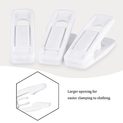 Tinfol White Velvet Hanger Clips 50Pack, Strong Flocked Finger Clips, Large Opening Pants Clip, Clothes Pin for Thin Suit Skirt Pant Clothes Hangers - color: White, size: 50PC